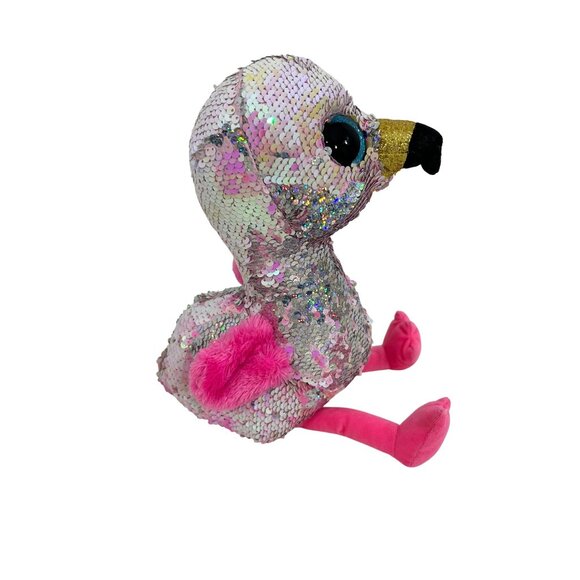 Ty Flippables Pinky Flamingo Beanie Babies Plush Toy Stuffed Animal Beanbag Kids - Picture 4 of 16